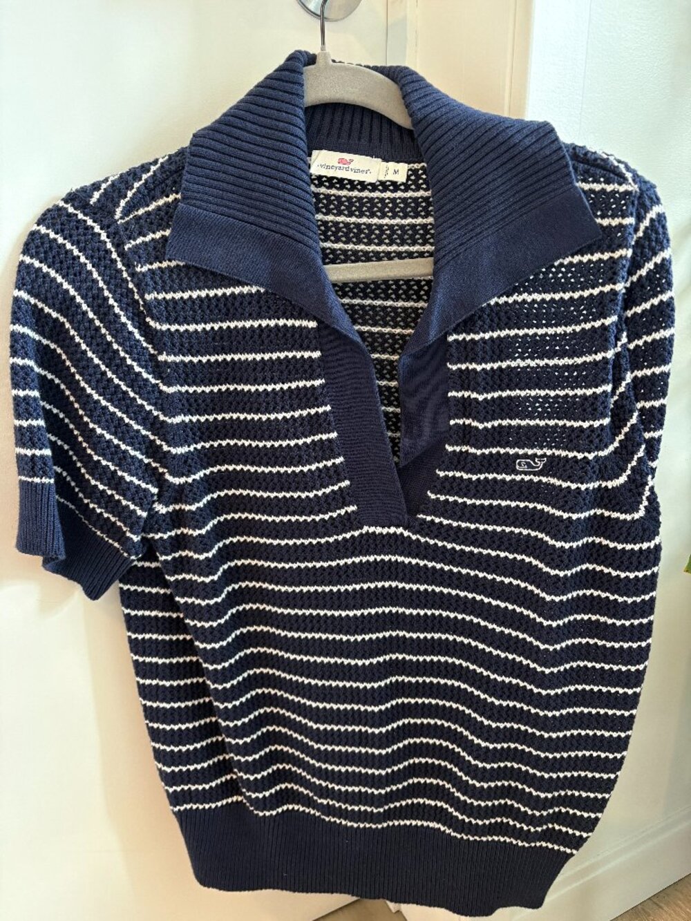 Vineyard Vines Navy Striped Knit Sweater Polo